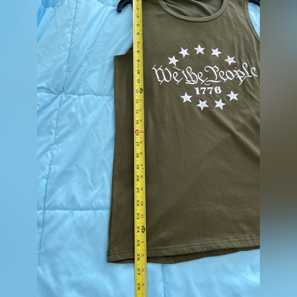 WE THE PEOPLE Medium olive green cotton poly blend unisex tank top like New - Picture 8 of 8